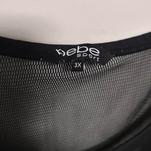 Bebe Sport Black Mesh Logo Active Top Boxy T-Shirt - Picture 9 of 11